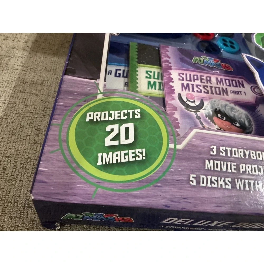 PJ Masks Deluxe Book Gift Set 3 Storybooks Movie Projector 5 Disks 20 Images NEW
